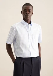 Businesshemd Comfort Comfort Kurzarm Button-Down-Kragen Karo