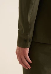 seidensticker Langarmhemd Regular Kragen Uni Dunkelgrün/Khaki/Grün