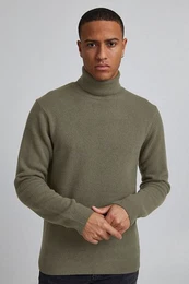 Strickpullover Warmer Rollkragen Strick Pullover Basic Sweater KARL 4428 in Olive