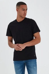 T-Shirt Einfarbiges Rundhals T-Shirt aus Baumwolle BHNASIR (1-tlg) 4034 in Schwarz