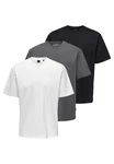 ONLY & SONS T-Shirt 3er Pack Onsfred Hellgrau/Grau/Dunkelgrau/Dunkelblau/Weiß