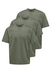 ONLY & SONS T-Shirt 3er Pack Onsfred Dunkelgrün/Khaki