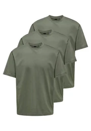 T-Shirt 3er Pack Onsfred (Spar-Set, 3-tlg) T-Shirt - Baumwolle - Atmungsaktiv - Locker geschnitten