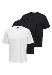 ONLY & SONS T-Shirt 3er Pack Onsfred Weiß/Dunkelblau/Schwarz
