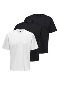 ONLY & SONS T-Shirt 3er Pack Onsfred Weiß/Dunkelblau/Schwarz