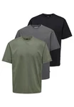 ONLY & SONS T-Shirt 3er Pack Onsfred Dunkelgrün/Dunkelgrau/Khaki