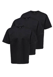 ONLY & SONS T-Shirt 3er Pack Onsfred Schwarz/Dunkelblau