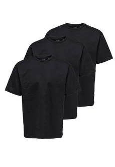 ONLY & SONS T-Shirt 3er Pack Onsfred Schwarz/Dunkelblau
