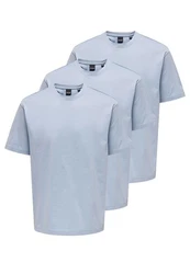ONLY & SONS T-Shirt 3er Pack Onsfred Hellblau/Blau/Grau
