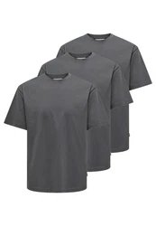 ONLY & SONS T-Shirt 3er Pack Onsfred Dunkelgrau/Hellgrau/Grau