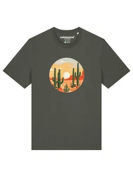 wat? Apparel T-Shirt Sonnenuntergang Wüste Dunkelgrün/Grün