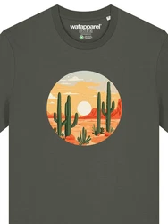wat? Apparel T-Shirt Sonnenuntergang Wüste Dunkelgrün/Grün