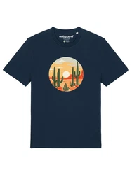 wat? Apparel T-Shirt Sonnenuntergang Wüste Dunkelblau/Gelb/Braun/Orange/Rosa/Beige
