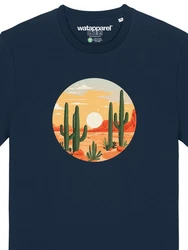 wat? Apparel T-Shirt Sonnenuntergang Wüste Dunkelblau/Gelb/Braun/Orange/Rosa/Beige