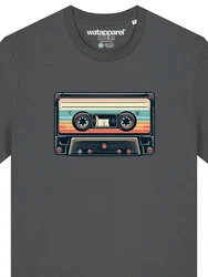 wat? Apparel T-Shirt Retro Kassette Dunkelgrau/Grau/Schwarz/Hellgrau