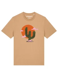 wat? Apparel T-Shirt Kaktus im Sonnenuntergang Beige/Khaki