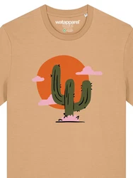 wat? Apparel T-Shirt Kaktus im Sonnenuntergang Beige/Khaki
