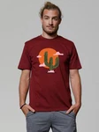 wat? Apparel T-Shirt Kaktus im Sonnenuntergang Bordeaux/Dunkelrot/Beige