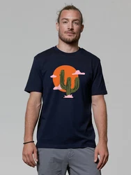 wat? Apparel T-Shirt Kaktus im Sonnenuntergang Beige/Dunkelblau