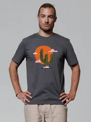 wat? Apparel T-Shirt Kaktus im Sonnenuntergang Beige