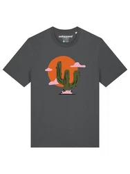 wat? Apparel T-Shirt Kaktus im Sonnenuntergang Beige