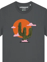 wat? Apparel T-Shirt Kaktus im Sonnenuntergang Beige