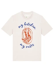 wat? Apparel T-Shirt My kitchen my rules Creme/Lila/Weiß