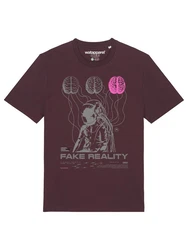 wat? Apparel T-Shirt Fake Reality Dunkelrot/Lila/Bordeaux/Rosa