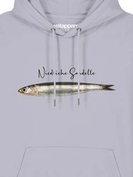 wat? Apparel Hoodie Niedliche Sardelle Grau/Lila/Hellgrau