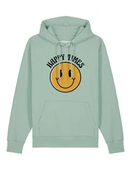 wat? Apparel Hoodie Happy times smiley emoji Hellgrün/Grün/Mintgrün/Gelb