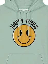 wat? Apparel Hoodie Happy times smiley emoji Hellgrün/Grün/Mintgrün/Gelb
