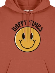 wat? Apparel Hoodie Happy times smiley emoji Orange/Rot