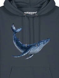wat? Apparel Hoodie Wal Dunkelblau/Grau/Blau