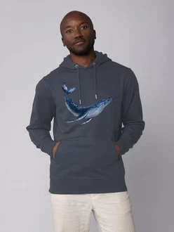 wat? Apparel Hoodie Wal Dunkelblau/Grau/Blau