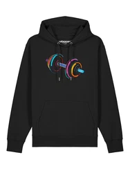 wat? Apparel Hoodie 80s Hantel Schwarz/Mischfarben/Rot/Silber/Rosa