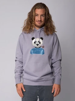 wat? Apparel Hoodie Panda Grau/Fliederfarben