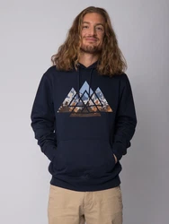 wat? Apparel Hoodie Geometric Landscape Dunkelblau/Rot/Beige