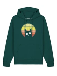 wat? Apparel Hoodie Sunset Cat Grün/Dunkelgrün