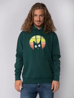 wat? Apparel Hoodie Sunset Cat Grün/Dunkelgrün wat? Apparel Hoodie Sunset Cat Grün/Dunkelgrün