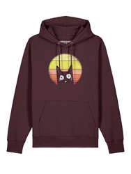 wat? Apparel Hoodie Sunset Cat Dunkelrot/Bordeaux