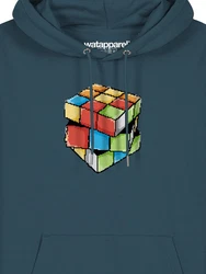 wat? Apparel Hoodie Pixel Zauberwürfel Grün/Blau