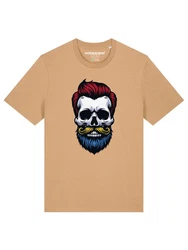 wat? Apparel T-Shirt Hipster Skull Braun/Grün/Gelb