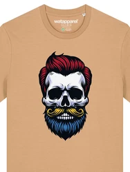 wat? Apparel T-Shirt Hipster Skull Braun/Grün/Gelb