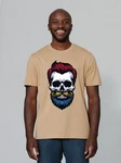 wat? Apparel T-Shirt Hipster Skull Braun/Grün/Gelb