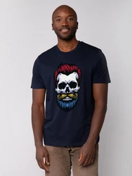 wat? Apparel T-Shirt Hipster Skull Dunkelblau/Grün