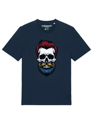 wat? Apparel T-Shirt Hipster Skull Dunkelblau/Grün