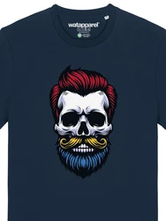 wat? Apparel T-Shirt Hipster Skull Dunkelblau/Grün