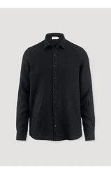 Hessnatur Outdoorhemd Regular (1-tlg) Schwarz/Dunkelgrau