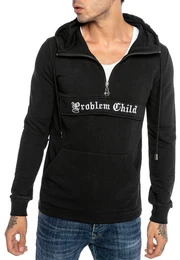 Hoodie mit Half-Zip und hohem Kragen - Lssiger Kapuzenpullover