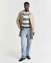 Gant Rundhalspullover STRIPED COTTON CABLE C-NECK Regular Fit Dunkelgrün/Schwarz/Braun/Grün/Hellblau/Türkis/Creme
